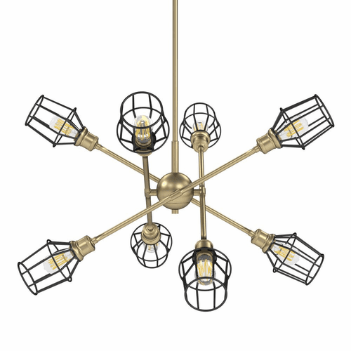 Golden Axel 8-LT Chandelier (with shades) - Olympic Gold - 1945-8 OG-WIRE-BLK