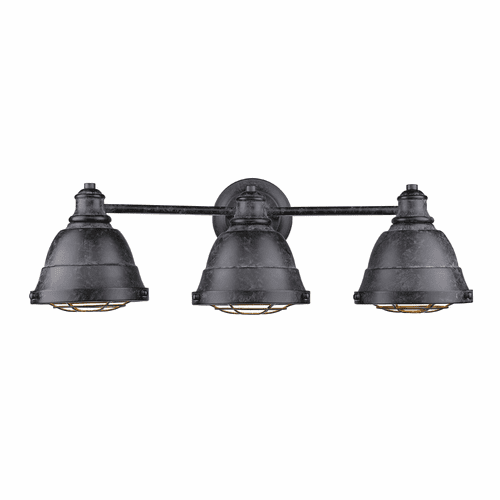 Golden Bartlett 3-LT Bath Vanity Light - Black Patina - 7312-BA3 BP