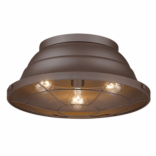 Golden Bartlett 3-LT Outdoor Flush Mount - Textured Bronze (UV) - 7316-OFM TBZ
