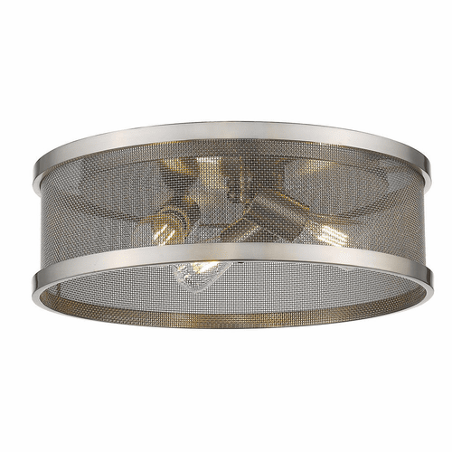 Golden Channing 3-LT Flush Mount - 15" - Pewter - 3168-FM15 PW-PW