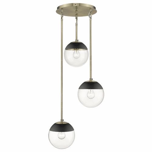 Golden Dixon 3-LT Pendant - Aged Brass - 3219-3P AB-BLK