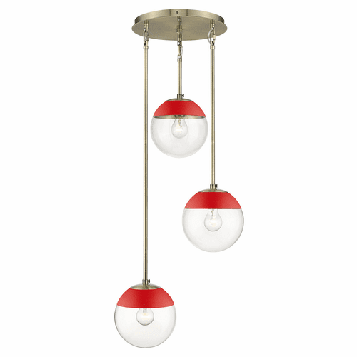 Golden Dixon 3-LT Pendant - Aged Brass - 3219-3P AB-RED