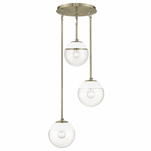Golden Dixon 3-LT Pendant - Aged Brass - 3219-3P AB-WHT