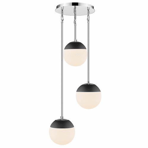 Golden Dixon 3-LT Pendant - Chrome - 3218-3P CH-BLK