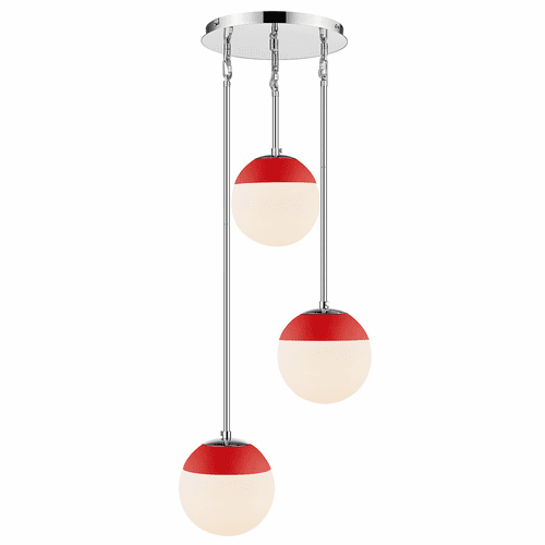 Golden Dixon 3-LT Pendant - Chrome - 3218-3P CH-RED