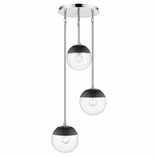 Golden Dixon 3-LT Pendant - Chrome - 3219-3P CH-BLK