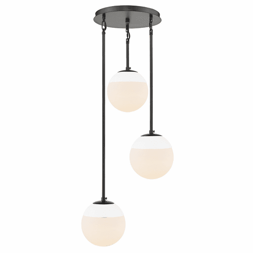Golden Dixon 3-LT Pendant - Matte Black - 3218-3P BLK-WHT