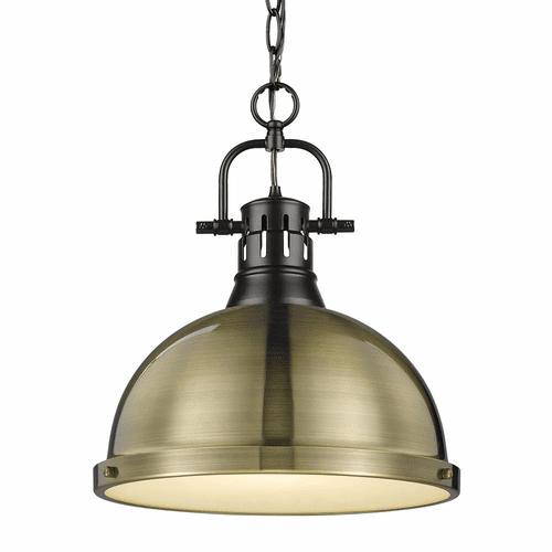 Golden Duncan 1-LT Large Pendant with Chain - Matte Black - 3602-L BLK-AB
