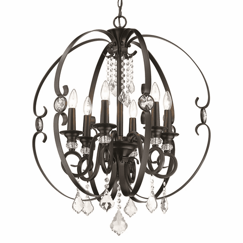 Golden Ella 6-LT Chandelier - Matte Black - 1323-6 BLK