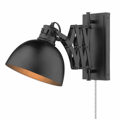 Golden Hawthorn 1-LT Articulating Wall Sconce - Matte Black - 3824-A1W BLK-BLK
