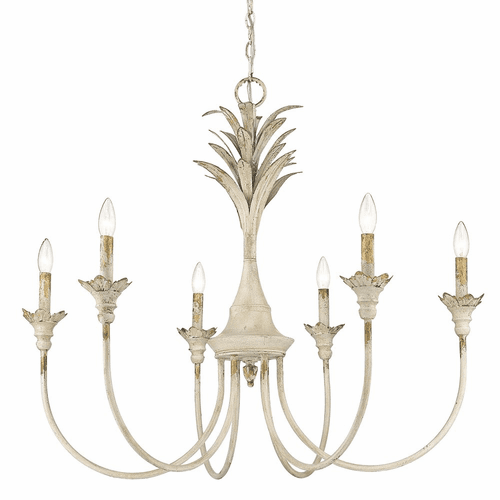 Golden Lillianne 6-LT Chandelier - Antique Ivory - 0846-6 AI