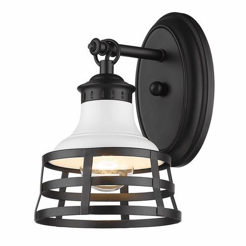 Golden Locklyn 1-LT Wall Sconce - Matte Black - 1109-1W BLK-WHT