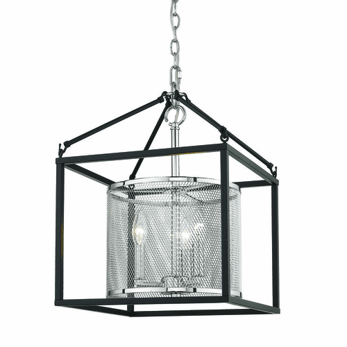 Golden London 3-LT Pendant with black outer cage - Chrome - 2245-3P CH-BLK