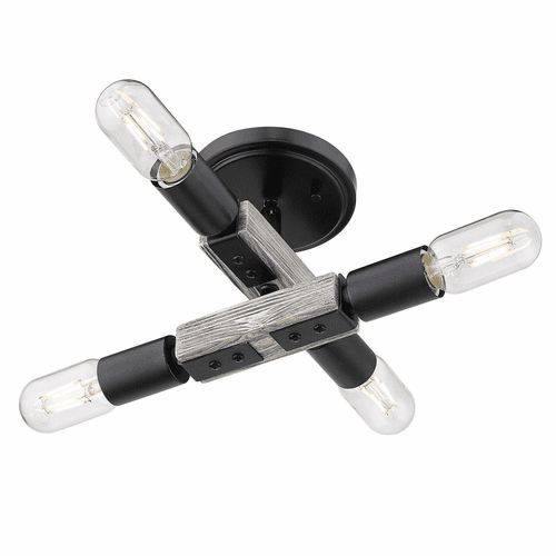 Golden Lowell 4-LT Flush Mount - Matte Black - 7808-FM BLK