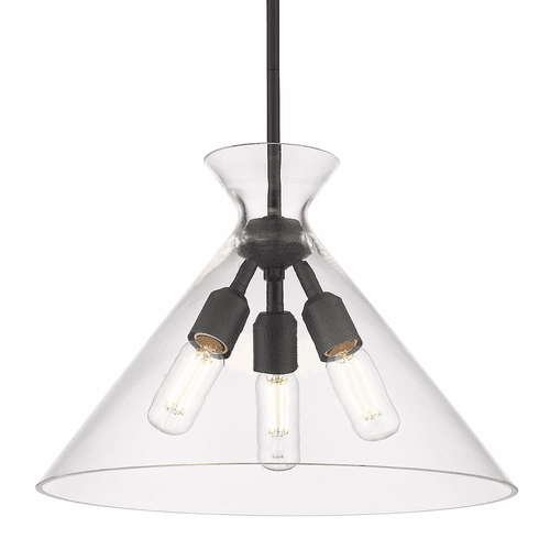 Golden Malta 3-LT Pendant - Matte Black - 0511-3P BLK-CLR