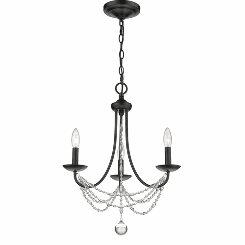 Golden Mirabella 3-LT Mini Chandelier - Black - 7644-M3 BLK