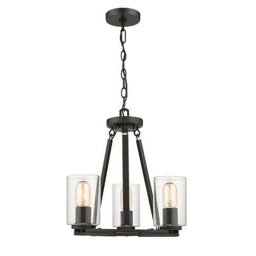 Golden Monroe 3-LT Chandelier - Black with Gold Highlights - 7041-3 BLK-CLR