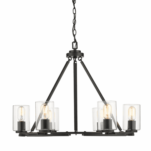 Golden Monroe 6-LT Chandelier - Black with Gold Highlights - 7041-6 BLK-CLR