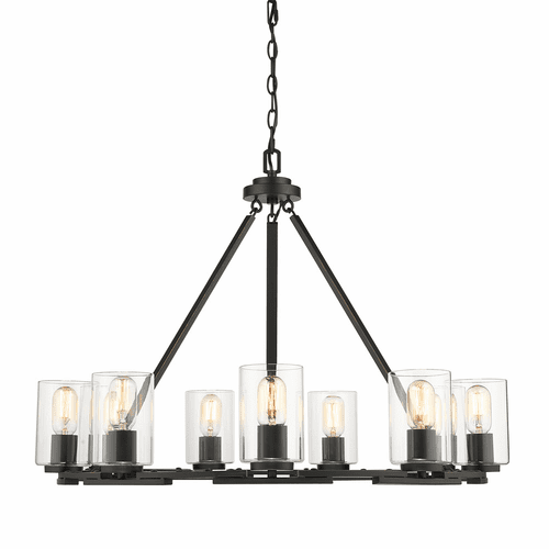Golden Monroe 9-LT Chandelier - Black with Gold Highlights - 7041-9 BLK-CLR