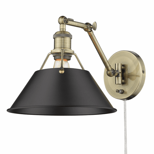 Golden Orwell 1-LT Articulating Wall Sconce - Aged Brass - 3306-A1W AB-BLK