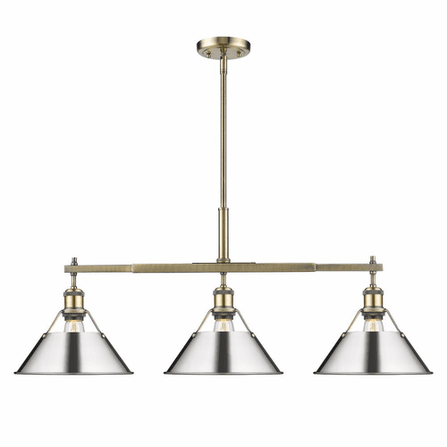 Golden Orwell 3-LT Linear Pendant - Aged Brass - 3306-LP AB-CH