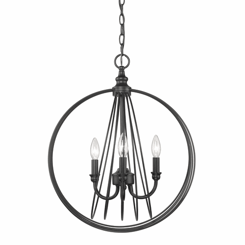 Golden Quinn 3-LT Pendant - Black - 7035-3P BLK