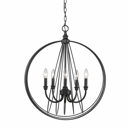Golden Quinn 5-LT Pendant - Black - 7035-5P BLK