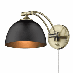 Golden Rey 1-LT Articulating Wall Sconce - Aged Brass - 3688-A1W AB-BLK