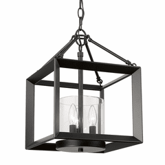 Golden Smyth 3-LT Mini Chandelier - Matte Black - 2073-M3 BLK-CLR Golden Smyth 3-LT Mini Chandelier - Matte Black - 2073-M3 BLK-CLR