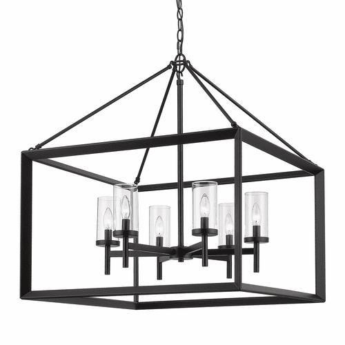 Golden Smyth 6-LT Chandelier - Matte Black - 2073-6 BLK-CLR