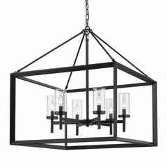 Golden Smyth 6-LT Chandelier - Matte Black - 2073-6 BLK-CLR