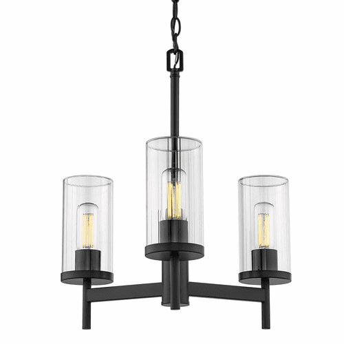 Golden Winslett 3-LT Chandelier - Matte Black - 7011-3 BLK-CLR