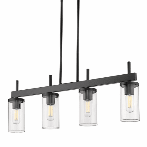 Golden Winslett 4-LT Linear Pendant - Matte Black - 7011-LP BLK-CLR