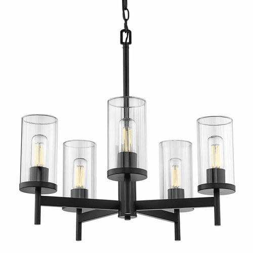 Golden Winslett 5-LT Chandelier - Matte Black - 7011-5 BLK-CLR