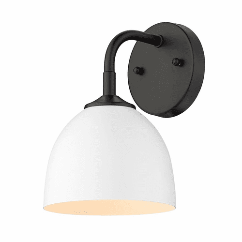 Golden Zoey 1-LT Wall Sconce - Matte Black - 6956-1W BLK-WHT
