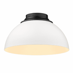 Golden Zoey 3-LT Flush Mount - Matte Black - 6956-FM BLK-WHT
