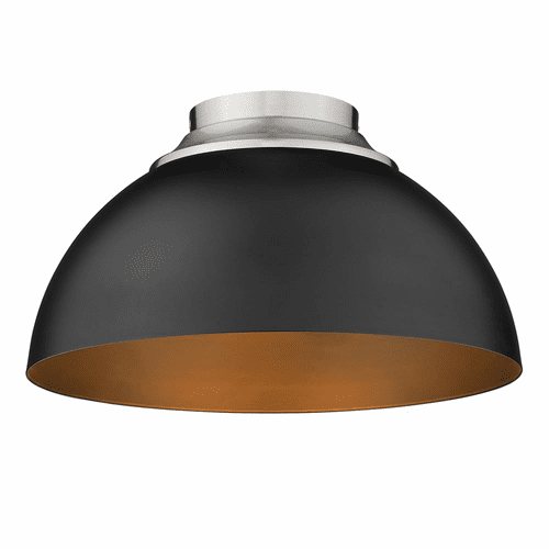 Golden Zoey 3-LT Flush Mount - Pewter - 6956-FM PW-BLK