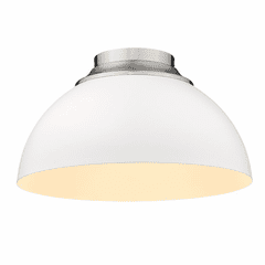 Golden Zoey 3-LT Flush Mount - Pewter - 6956-FM PW-WHT