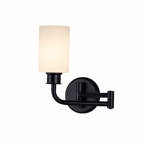 Hinge 1-Light Adjustable Wall Sconce - Matte Black - FSN-4411-OPAL-MBLK