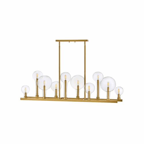 Hinkley Alchemy Ten Light Linear Chandelier - Lacquered Brass - 30528LCB