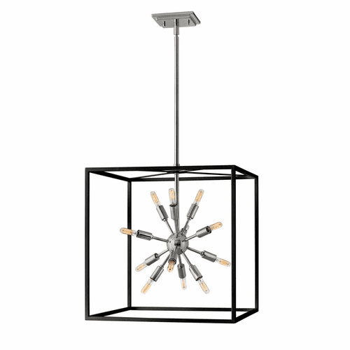 Hinkley Aros Chandelier - Black with Polished Nickel - 46314BLK-PN