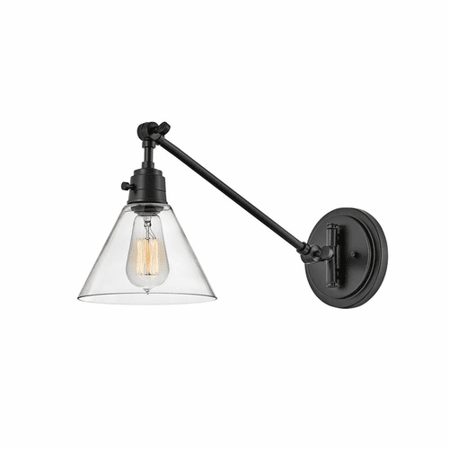 Hinkley Arti Small Single Light Wall Sconce - Black with Clear glass - 3690BK-CL