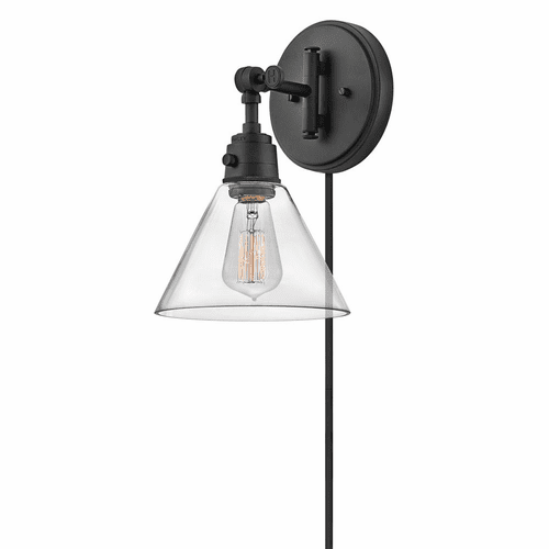 Hinkley Arti Small Single Light Wall Sconce - Black with Clear glass - 3691BK-CL