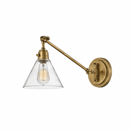 Hinkley Arti Small Single Light Wall Sconce - Brass w/Clear glass - 3690HB-CL