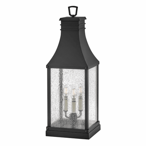 Hinkley Beacon Hill 3-LT Large Pier Mount Lantern - Museum Black - 17467MB-LV