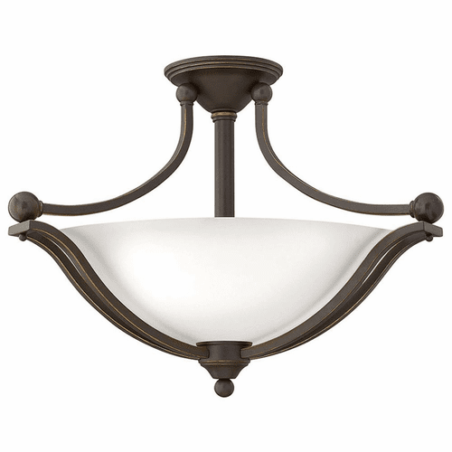 Hinkley Bolla Semi-Flush Mount - Olde Bronze with Opal Glass - 4669OB-OP-LED
