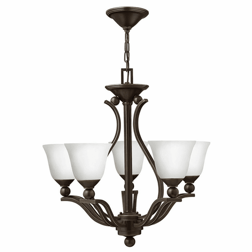 Hinkley Bolla Single Tier Foyer Chandelier - Bronze w/Opal Glass - 4655OB-OPAL