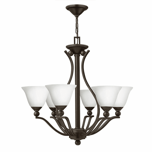 Hinkley Bolla Single Tier Foyer Chandelier - Bronze w/Opal Glass - 4656OB-OPAL