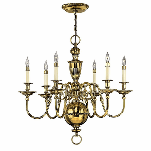Hinkley Cambridge Single Tier Foyer Chandelier - Burnished Brass - 4416BB