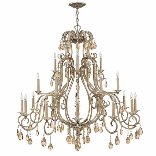 Hinkley Carlton Three Tier Foyer Chandelier - Silver Leaf - 4779SL